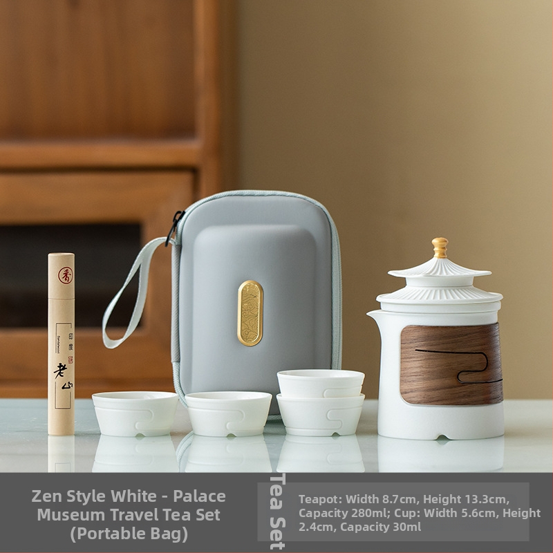 Set portabil de ceai cu ceainic ceramic și patru căni, în stil chinezesc nou – cadou de afaceri