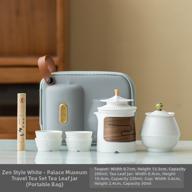 Set portabil de ceai cu ceainic ceramic și patru căni, în stil chinezesc nou – cadou de afaceri