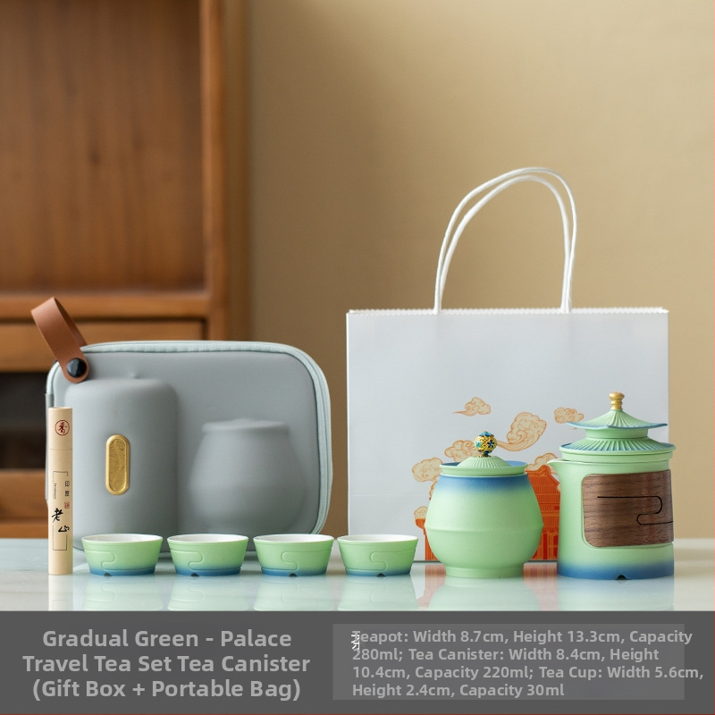 Set portabil de ceai cu ceainic ceramic și patru căni, în stil chinezesc nou – cadou de afaceri