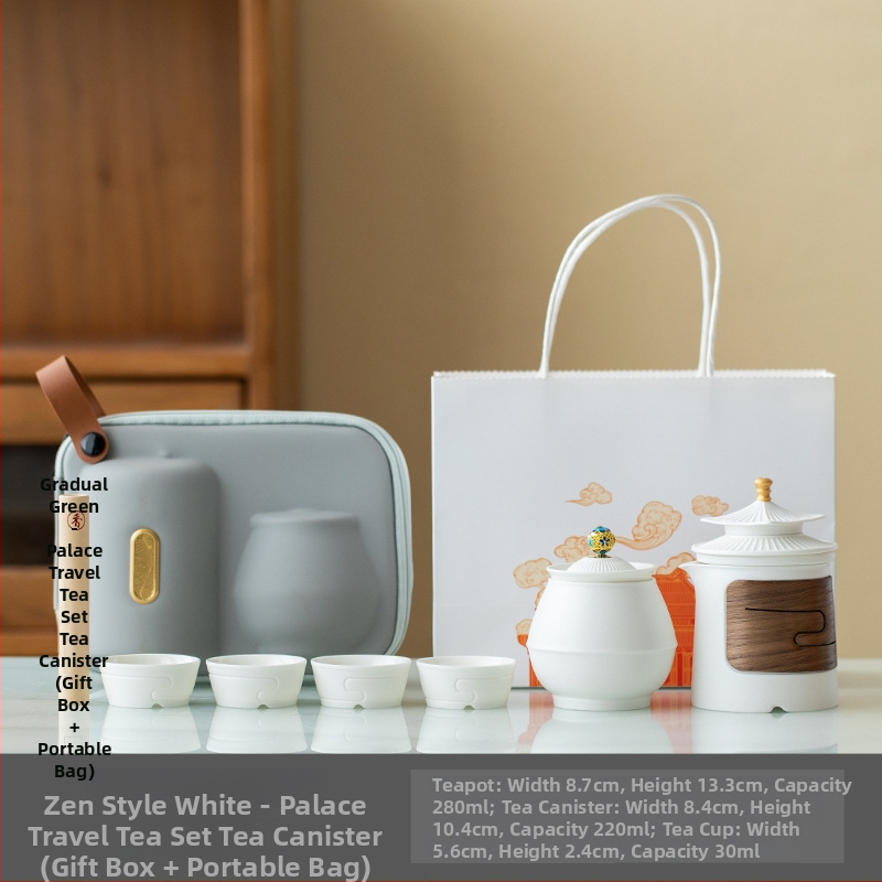 Set portabil de ceai cu ceainic ceramic și patru căni, în stil chinezesc nou – cadou de afaceri