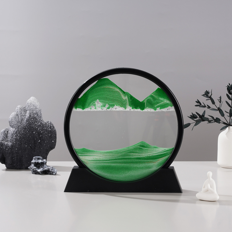 Clepsidră 3D cu artă din nisip, ornament din sticlă pentru living și birou