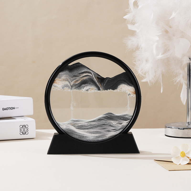 Clepsidră 3D cu artă din nisip, ornament din sticlă pentru living și birou