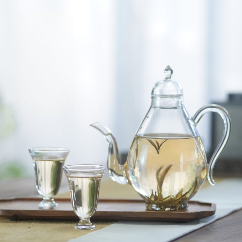 Ceainic de sticlă cu filtru, pentru uz casnic, rezistent la căldură, în stilul Dinastiei Song, design elegant cu mâner