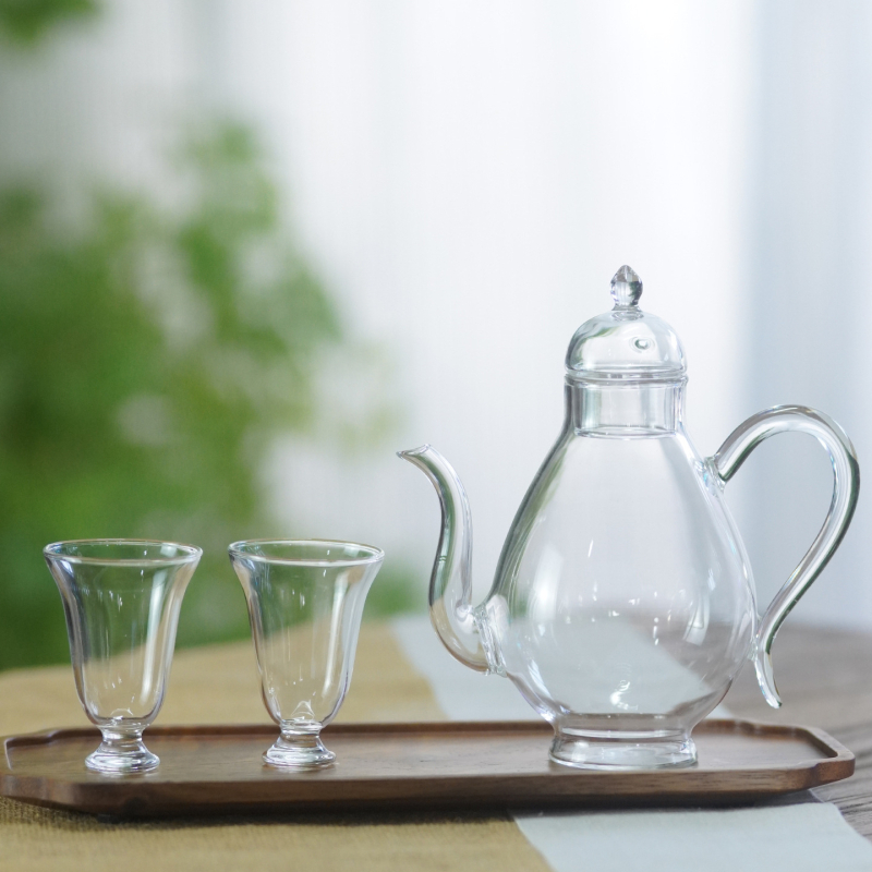 Ceainic de sticlă cu filtru, pentru uz casnic, rezistent la căldură, în stilul Dinastiei Song, design elegant cu mâner