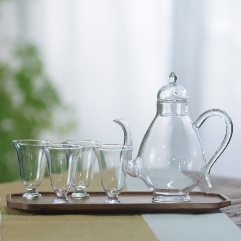 Ceainic de sticlă cu filtru, pentru uz casnic, rezistent la căldură, în stilul Dinastiei Song, design elegant cu mâner