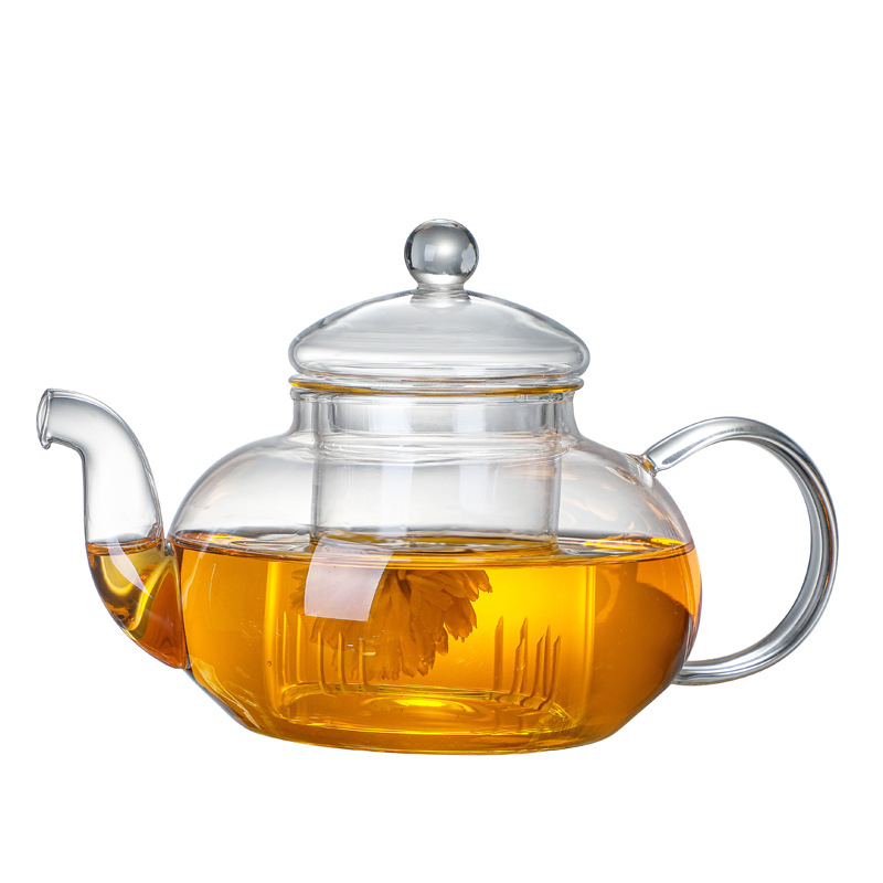 Ceainic cu flori din sticlă, rezistent la căldură, cu filtru – set de ceainic