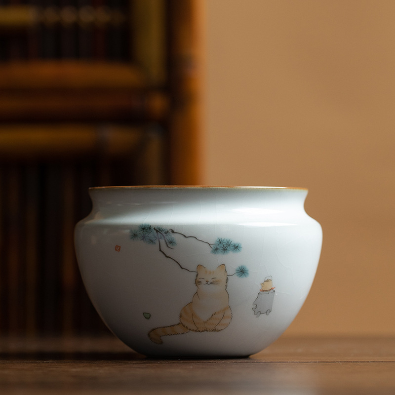 Vas ceramic pentru spălarea ceaiului și rezervor de apă uzată, accesorii pentru ceremonia ceaiului