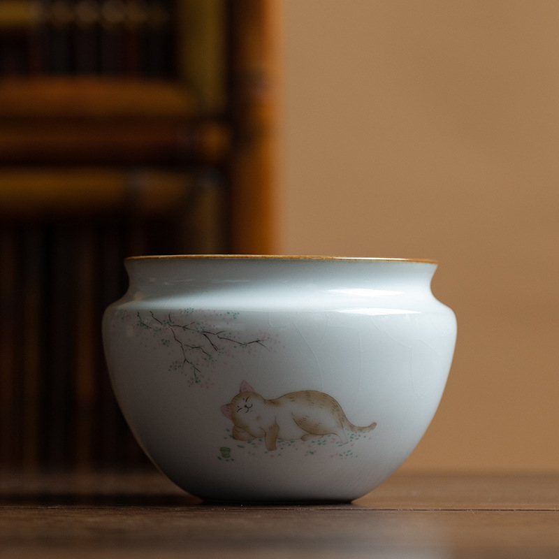 Vas ceramic pentru spălarea ceaiului și rezervor de apă uzată, accesorii pentru ceremonia ceaiului