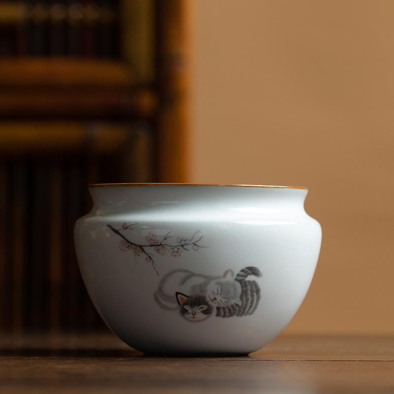 Vas ceramic pentru spălarea ceaiului și rezervor de apă uzată, accesorii pentru ceremonia ceaiului