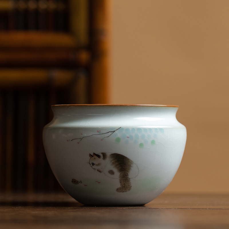 Vas ceramic pentru spălarea ceaiului și rezervor de apă uzată, accesorii pentru ceremonia ceaiului