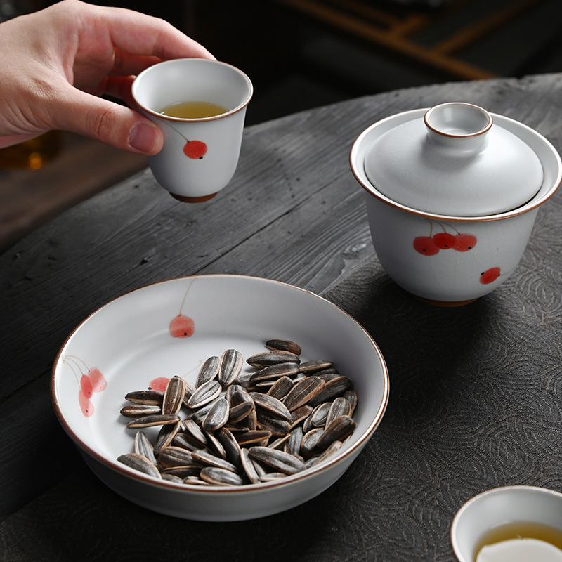 Set de ceai ceramic Ru Kiln, Gongfu, 10 piese într-o cutie cadou, stil luxos pentru casă și cadouri de afaceri