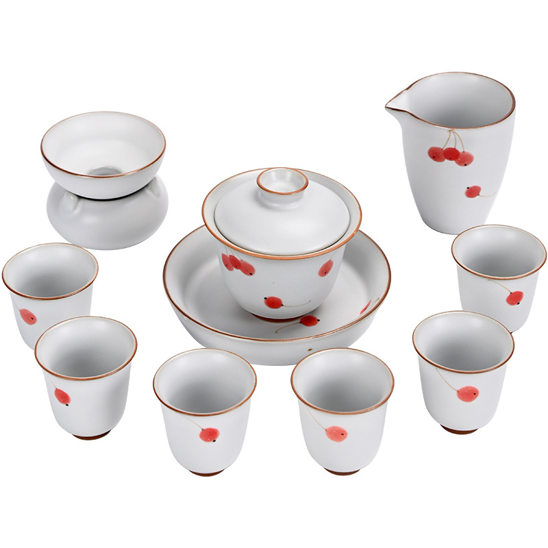 Set de ceai ceramic Ru Kiln, Gongfu, 10 piese într-o cutie cadou, stil luxos pentru casă și cadouri de afaceri