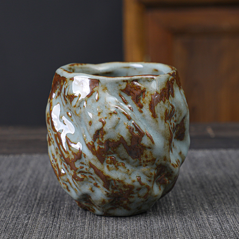 Ceai de ceramică rustică pentru o singură persoană, set Shino retro cu cinci cești, set Gongfu ceramic pentru degustare de ceai
