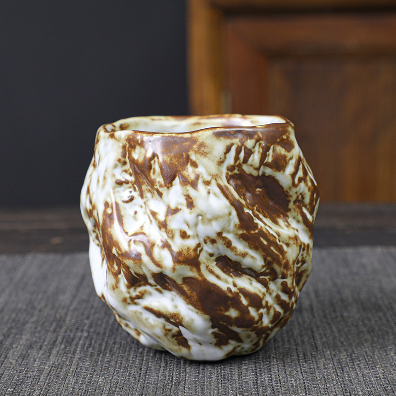 Ceai de ceramică rustică pentru o singură persoană, set Shino retro cu cinci cești, set Gongfu ceramic pentru degustare de ceai