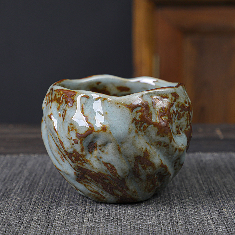 Ceai de ceramică rustică pentru o singură persoană, set Shino retro cu cinci cești, set Gongfu ceramic pentru degustare de ceai