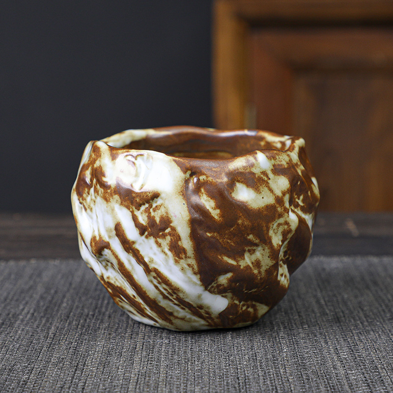 Ceai de ceramică rustică pentru o singură persoană, set Shino retro cu cinci cești, set Gongfu ceramic pentru degustare de ceai