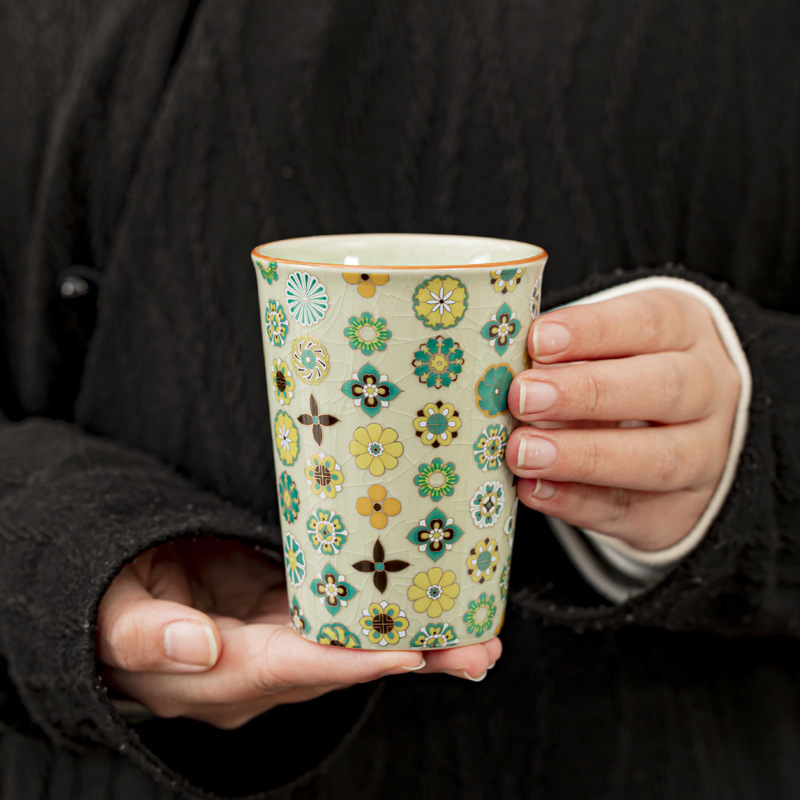 Ceașă de ceai din porțelan Ru Kiln — vas mare pentru birou și uz personal, design creativ