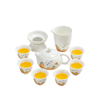 Set de ceai ceramic pentru uz casnic, cu ceainic, bol cu capac și căni Kung Fu, design minimalist luxos, logo personalizabil, cadou de afaceri