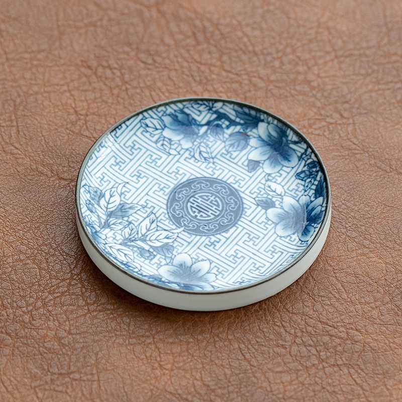 Suport ceramic pentru ceai, mare, retro, porțelan albastru‑alb sub glazură, accesorii pentru ceremonia de ceai