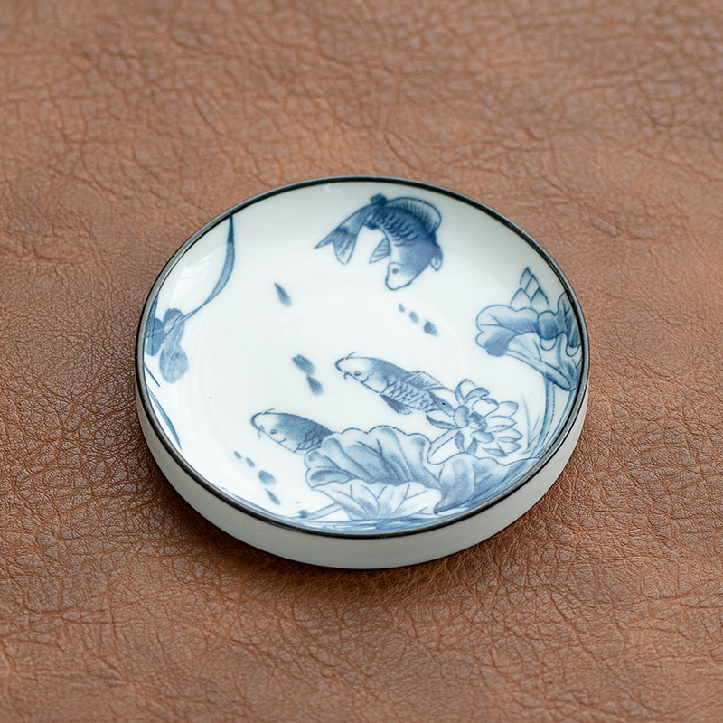 Suport ceramic pentru ceai, mare, retro, porțelan albastru‑alb sub glazură, accesorii pentru ceremonia de ceai