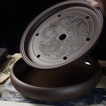 Set de ceai din ceramică din lut purpuriu pentru Kung Fu, cu depozitare de apă și tavă pentru înmuiere uscată, masă de ceai pentru uz casnic, tavă de ceai