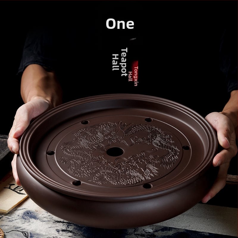 Set de ceai din ceramică din lut purpuriu pentru Kung Fu, cu depozitare de apă și tavă pentru înmuiere uscată, masă de ceai pentru uz casnic, tavă de ceai