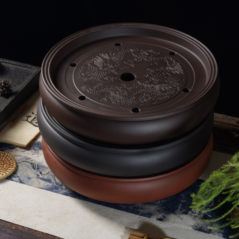 Set de ceai din ceramică din lut purpuriu pentru Kung Fu, cu depozitare de apă și tavă pentru înmuiere uscată, masă de ceai pentru uz casnic, tavă de ceai