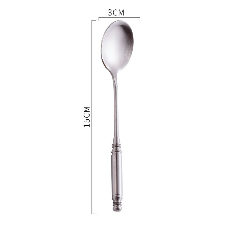 304 oțel inoxidabil, lingură vintage cu mâner rotund – furculiță pentru tort, lingură de desert, furculiță pentru fructe, linguriță de cafea