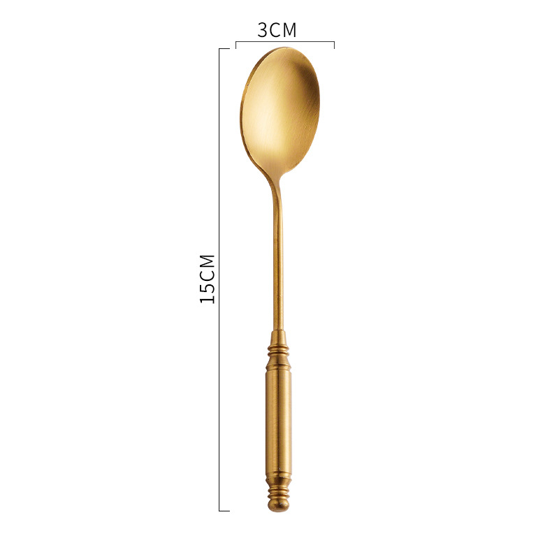 304 oțel inoxidabil, lingură vintage cu mâner rotund – furculiță pentru tort, lingură de desert, furculiță pentru fructe, linguriță de cafea