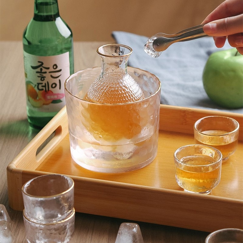 Set de pahare din sticlă pentru sake cu încălzitor, în stil japonez, cană de sake și pahare