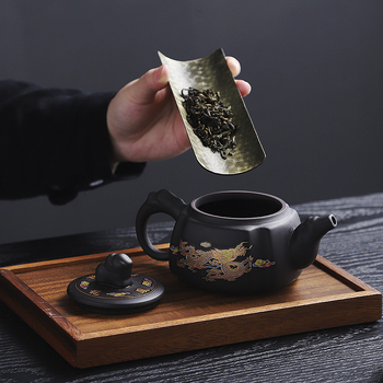 Set de ceai Kung Fu Yixing Zisha, realizat manual, culoare care se schimbă la încălzire, un ceainic și două cești, pentru uz casnic