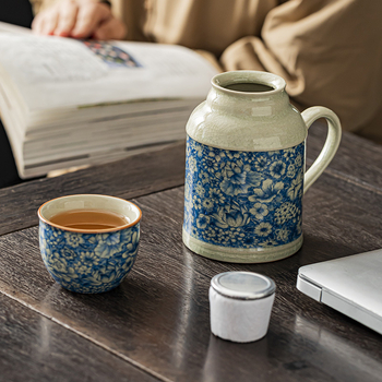 Ceainic ceramic cu glazură crăpături de gheață, stil retro chinezesc, set ceai cu ceașă