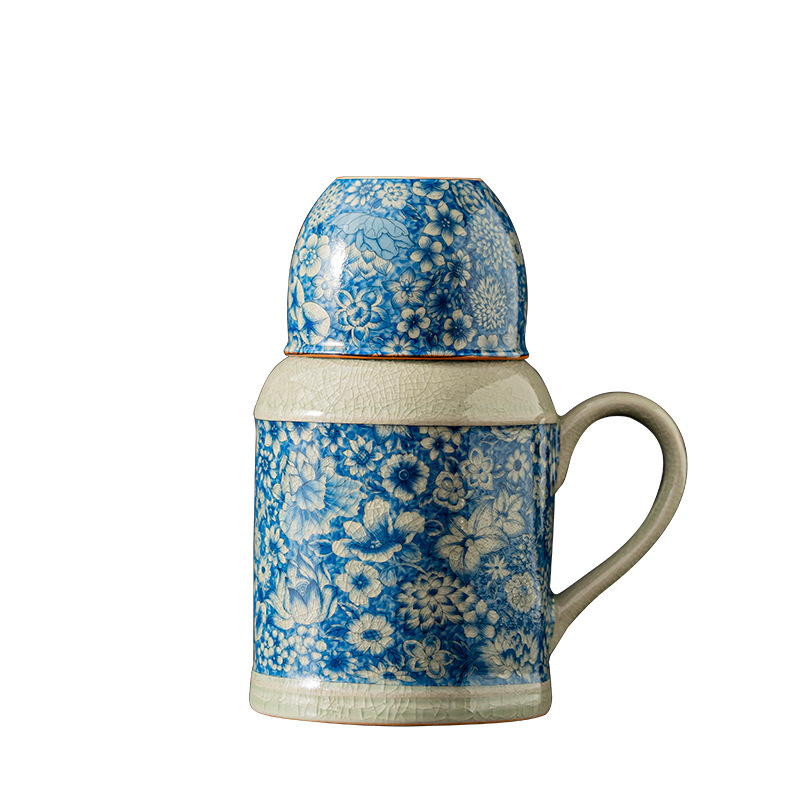 Ceainic ceramic cu glazură crăpături de gheață, stil retro chinezesc, set ceai cu ceașă
