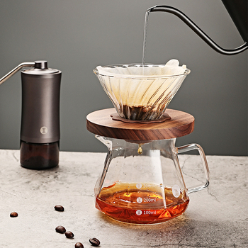 Κανά καφέ pour-over από γυαλί υψηλής διαύγειας με φίλτρο και κανάτα κοινής χρήσης για οικιακή χρήση, δυνατότητα λογότυπου