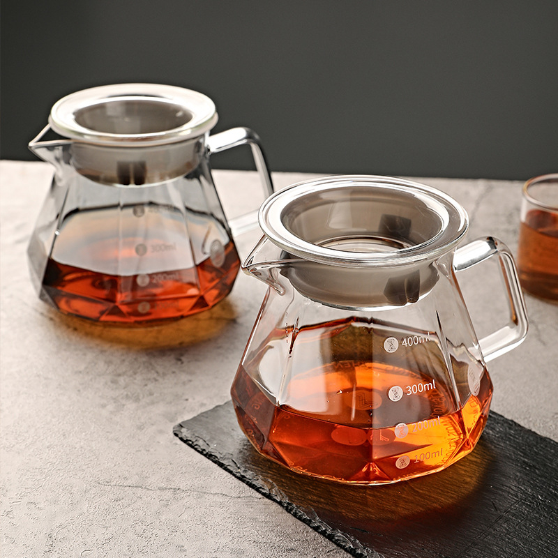 Κανά καφέ pour-over από γυαλί υψηλής διαύγειας με φίλτρο και κανάτα κοινής χρήσης για οικιακή χρήση, δυνατότητα λογότυπου