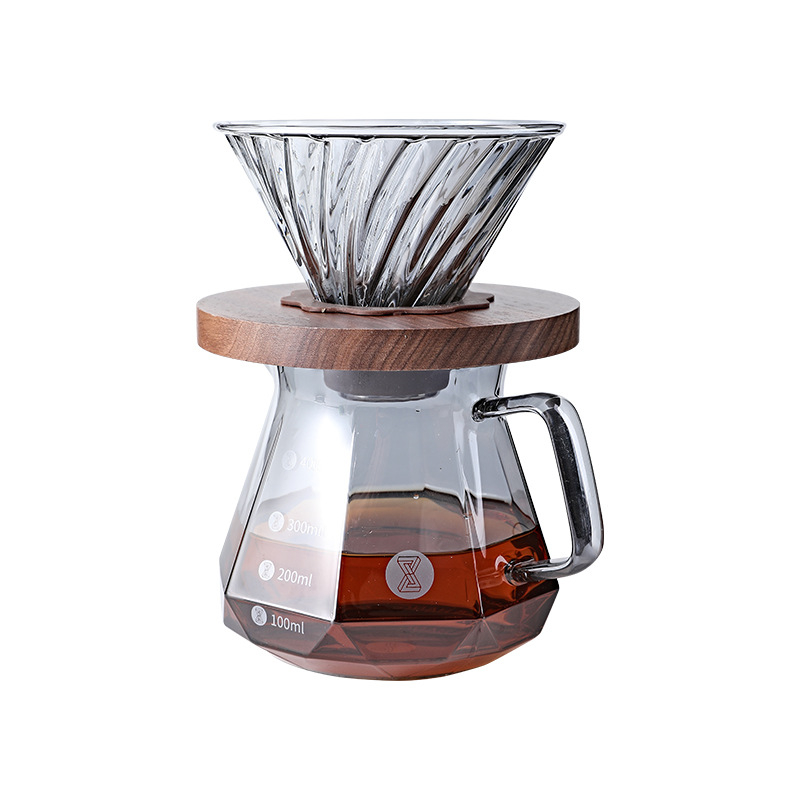 Κανά καφέ pour-over από γυαλί υψηλής διαύγειας με φίλτρο και κανάτα κοινής χρήσης για οικιακή χρήση, δυνατότητα λογότυπου