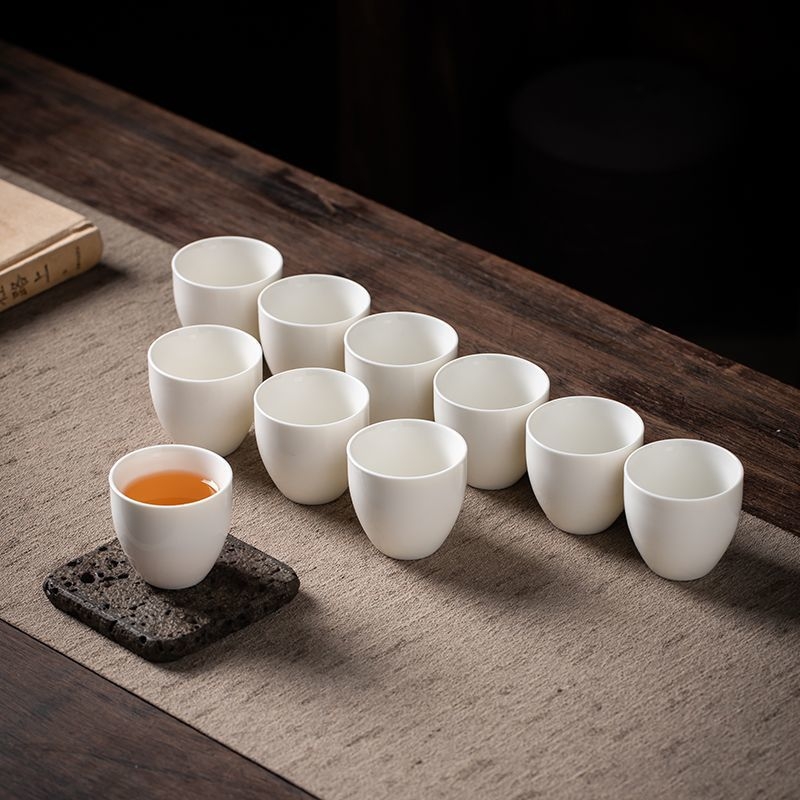 Ceașcă albă de ceai din porțelan, set Gongfu din porțelan ceramic, ceașcă de degustare pentru întâmpinări acasă
