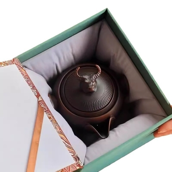Douăsprezece zodii, ceramică mov închis, ceainic cu mâner și cești de ceai – set de ceai Kung Fu, creativ, stil retro