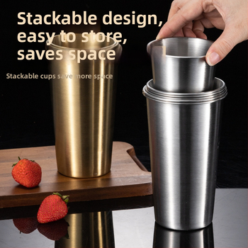 Halba din oțel inoxidabil 304, margine rulată, stil industrial, siglă, design simplu, 401–500 ml