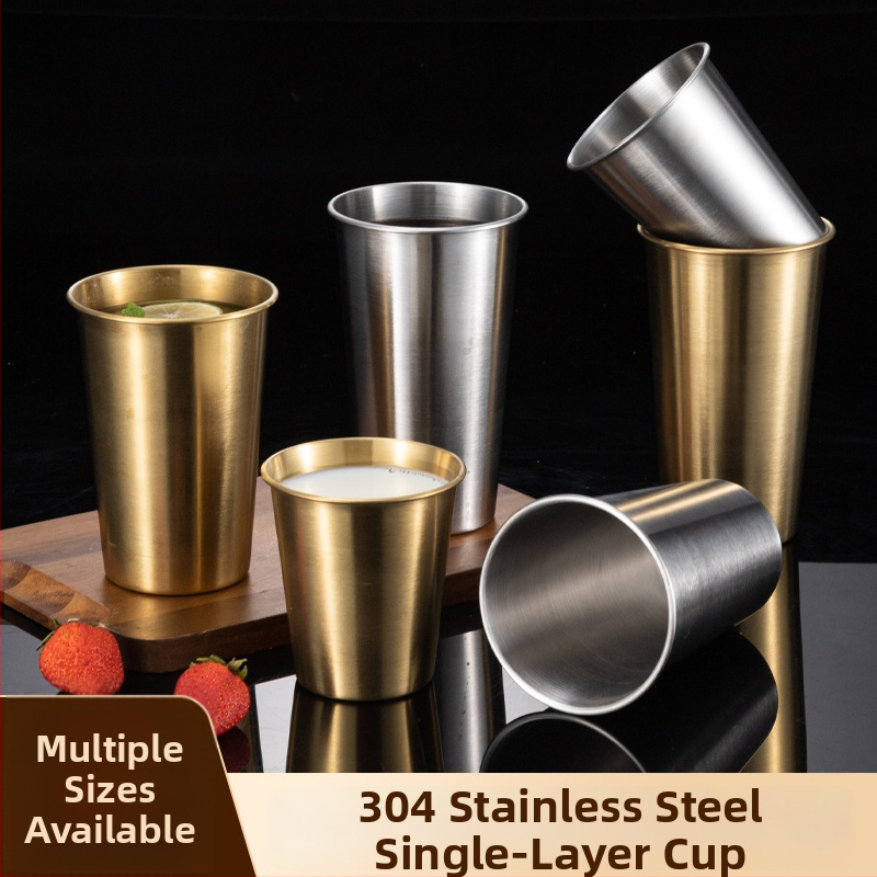 Halba din oțel inoxidabil 304, margine rulată, stil industrial, siglă, design simplu, 401–500 ml