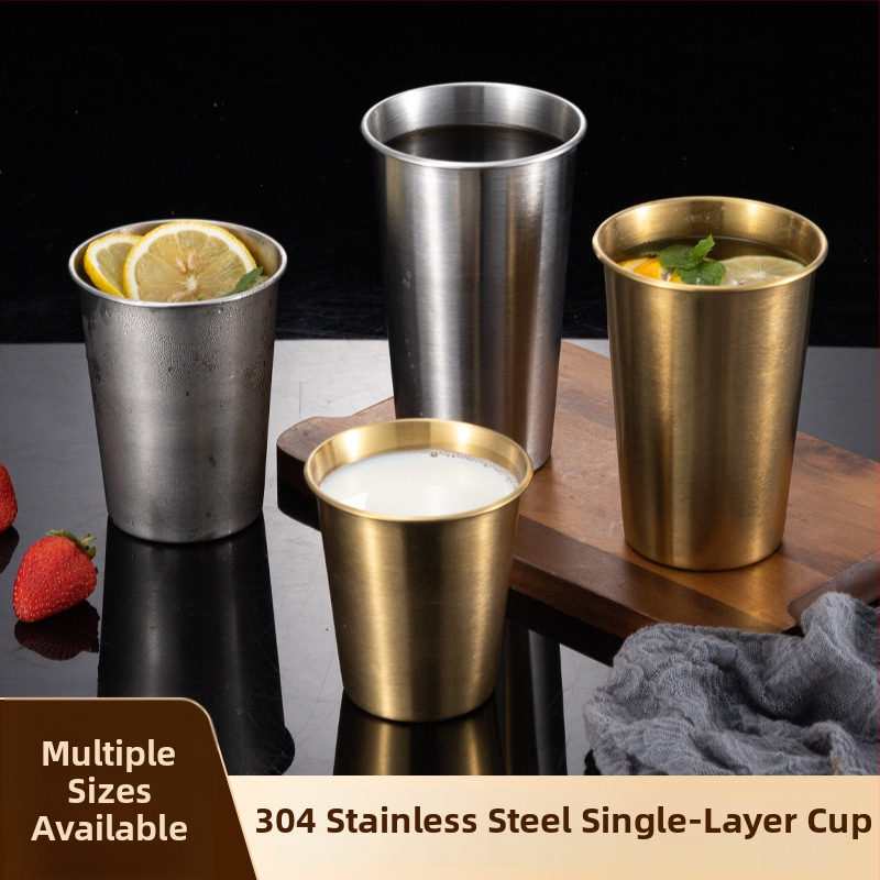Halba din oțel inoxidabil 304, margine rulată, stil industrial, siglă, design simplu, 401–500 ml