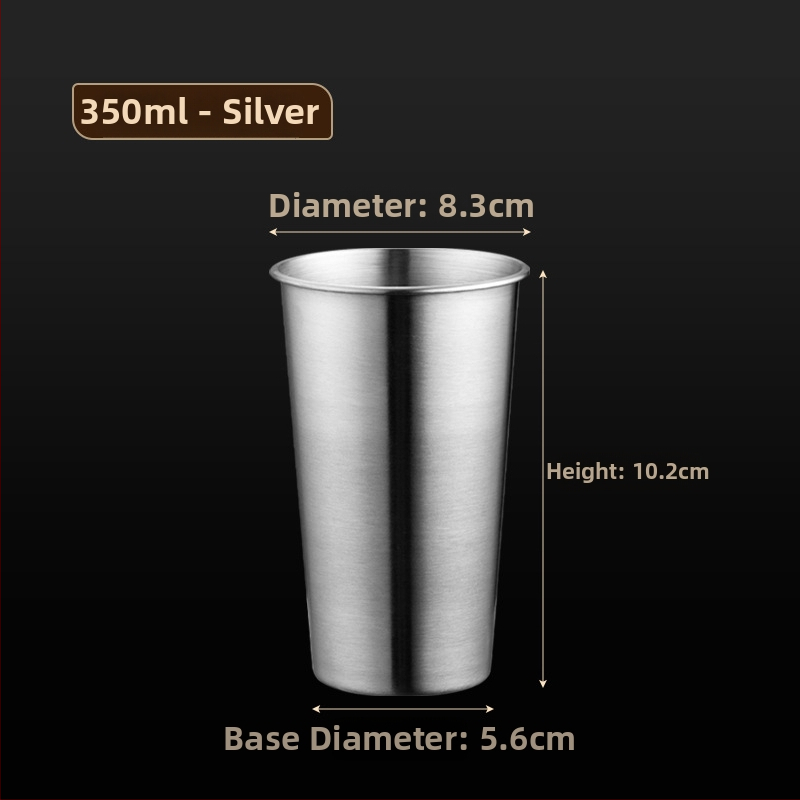 Halba din oțel inoxidabil 304, margine rulată, stil industrial, siglă, design simplu, 401–500 ml