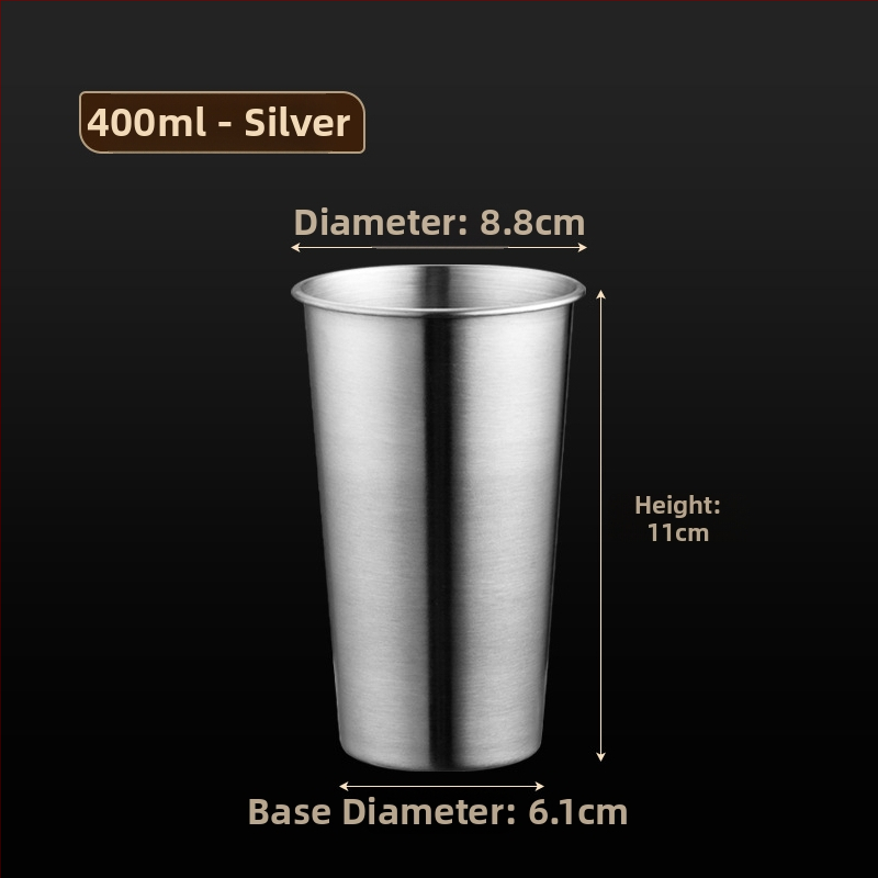 Halba din oțel inoxidabil 304, margine rulată, stil industrial, siglă, design simplu, 401–500 ml