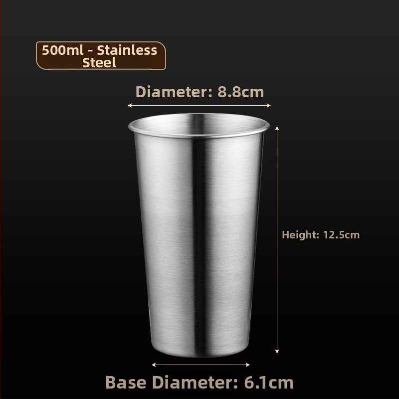 Halba din oțel inoxidabil 304, margine rulată, stil industrial, siglă, design simplu, 401–500 ml