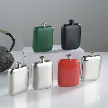 Flacon din oțel inoxidabil 304, pătrat, gros, 6 oz, portabil pentru exterior, mini flacon pentru vin roșu