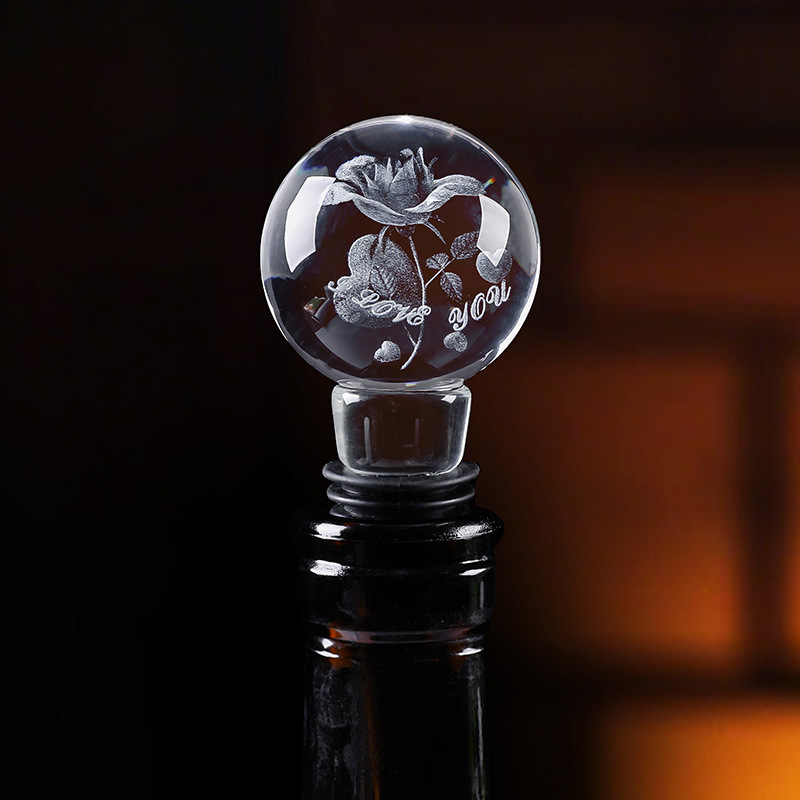 Dop de vin cu design de trandafir din cristal pentru vin roșu – etanșare împotriva prafului și scurgerilor