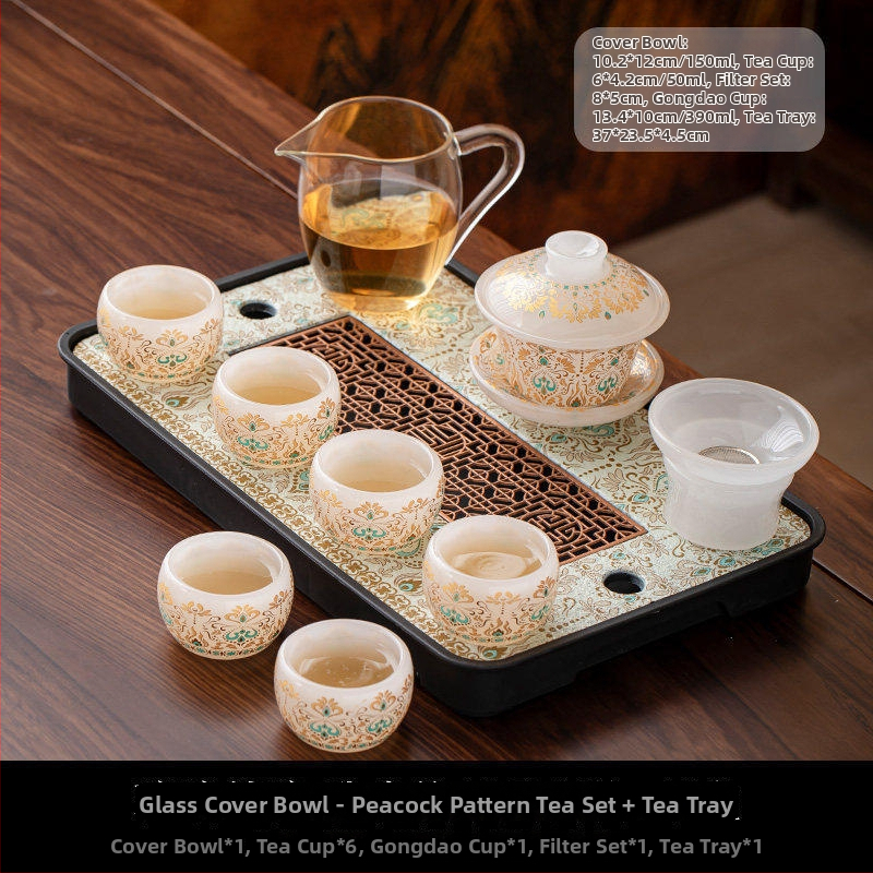 Ru Kiln 2026 Nou model set Kung Fu ceai pentru uz casnic, ceainic ceramic de înaltă calitate, cești de ceai, tavă pentru ceai uscat, set complet de ceai