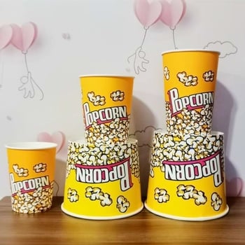 Găleți de popcorn din carton, de unică folosință, dimensiune mică 28A, ambalaj în bax pentru cinema și KTV