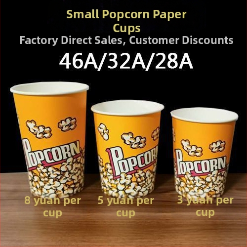 Jednorázové papierové vedierka na popcorn, malá veľkosť 28A, balenie v celom kartóne pre kino a KTV