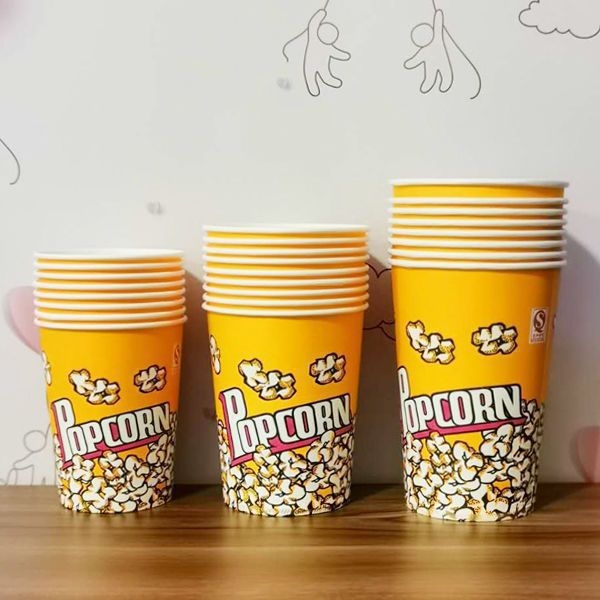 Găleți de popcorn din carton, de unică folosință, dimensiune mică 28A, ambalaj în bax pentru cinema și KTV